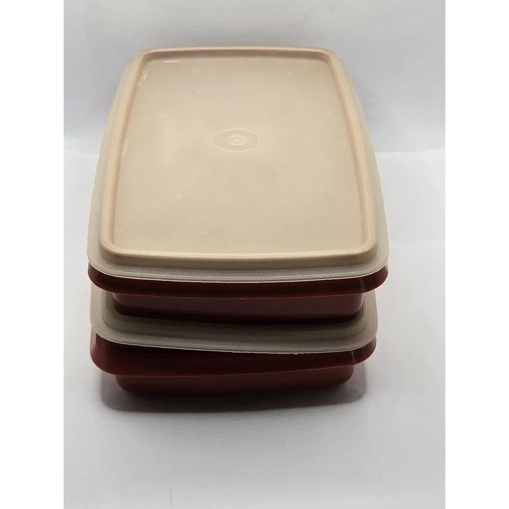 Tupperware Deli Meat Coldcut Storage Container Paprika with Lid Set of 2